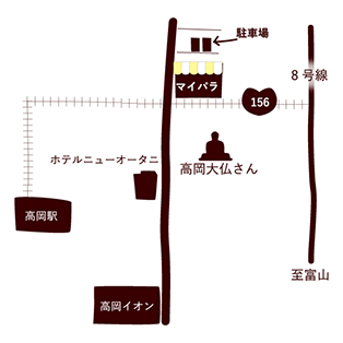 マイスイーツパーラー　高岡市内地図